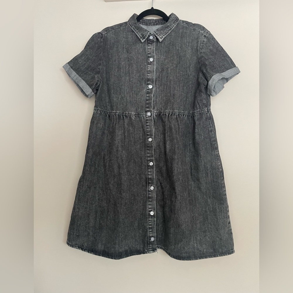 Black denim mini dress, sized approx L